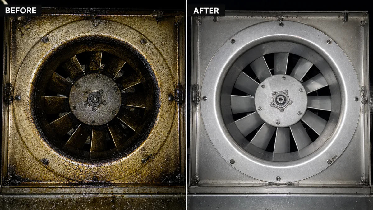 Kitchen hood before and after ProClean cleaning