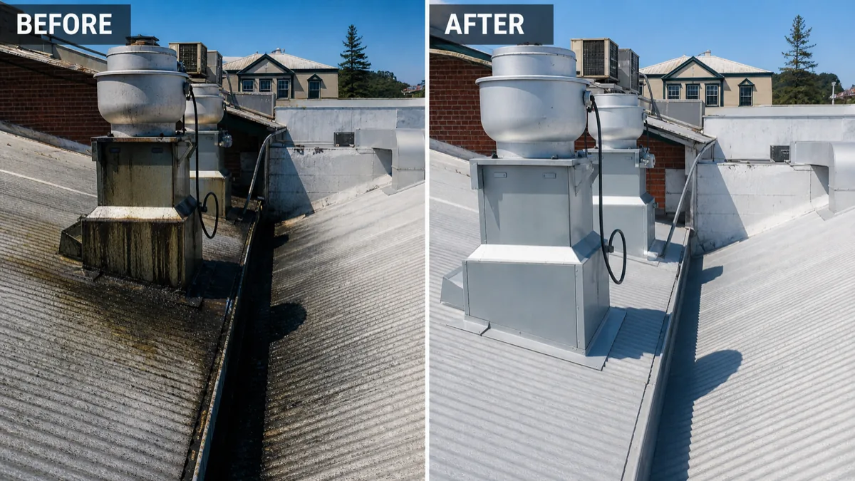 Kitchen hood before and after ProClean cleaning